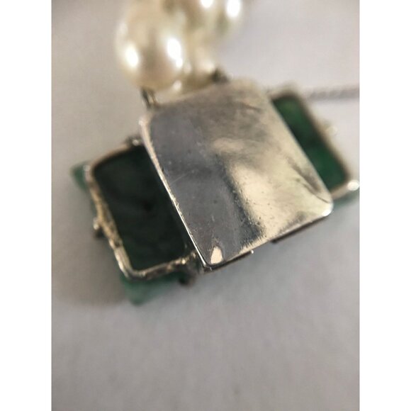 1940's Double Strand Pearl Bracelet With Jadeite Clasp In 14 Karat White Gold - Picture 7 of 10
